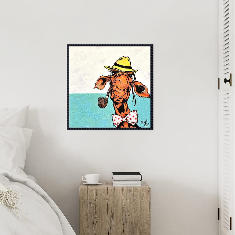 Mister Handsome by Anda Bieza Framed Canvas Wall Art Print - Sylvie Beaded Black