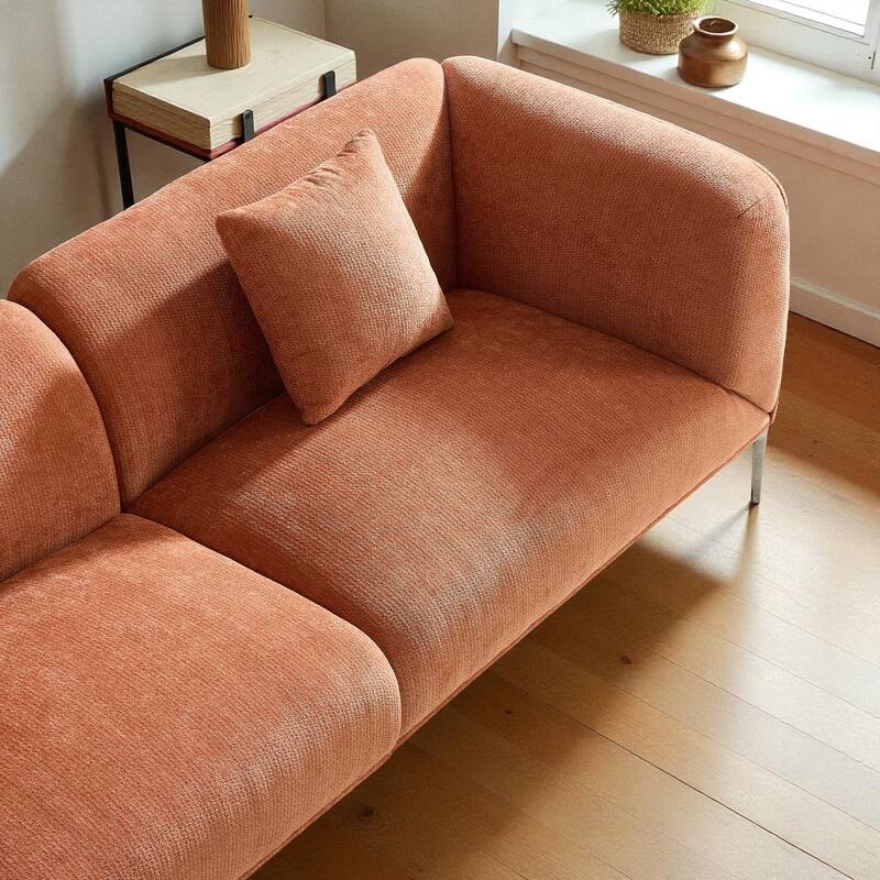 82.6" Modern Curved Boucle Sofa, Thick Cushions & Solid Wood Frame, Cozy Living Room Couch for Reading & Movie Nights