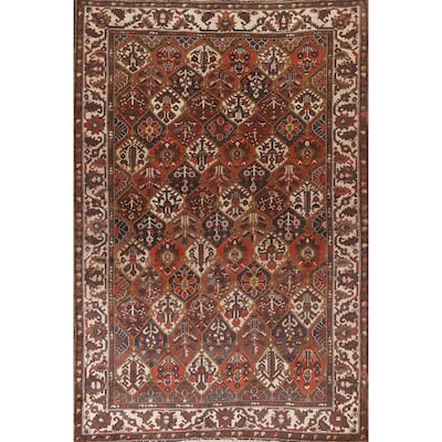 Bakhtiari Persian Vintage Area Rug Handmade Wool Carpet - 7'1"x 10'3"