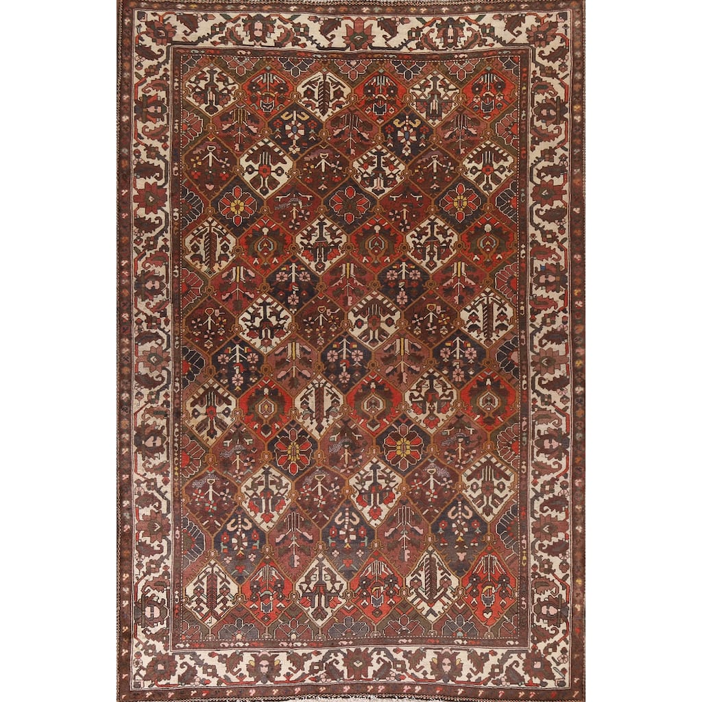 Bakhtiari Persian Vintage Area Rug Handmade Wool Carpet - 7'1"x 10'3"