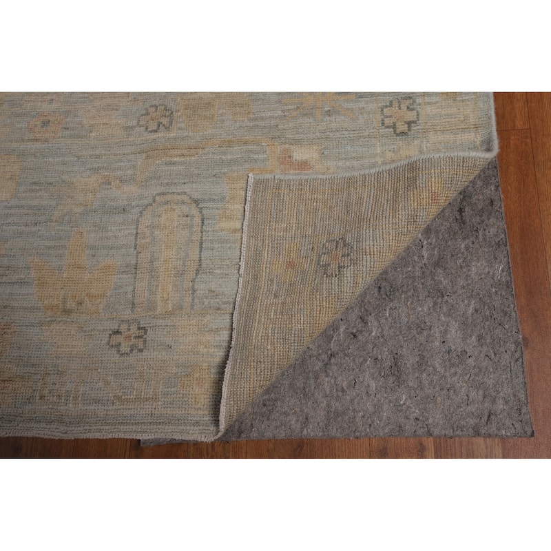 Blue Oushak Turkish Large Area Rug Hand-Knotted Wool Carpet - 12'1"x 14'9"
