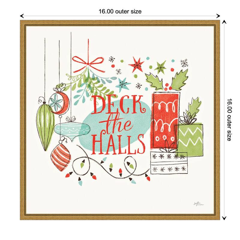 Deck the Halls Christmas Holly by Janelle Penner Framed Canvas Art
