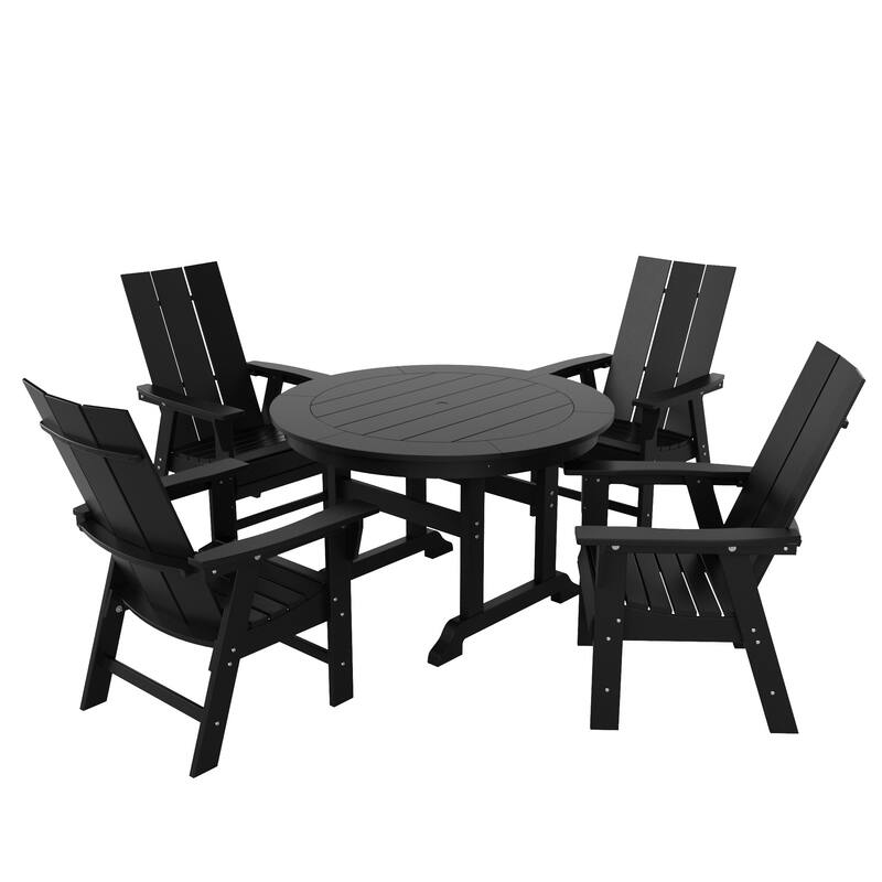 Shoreside 5-Piece Square Poly Eco-Friendly All Weather Outdoor Dining Set with Armchairs