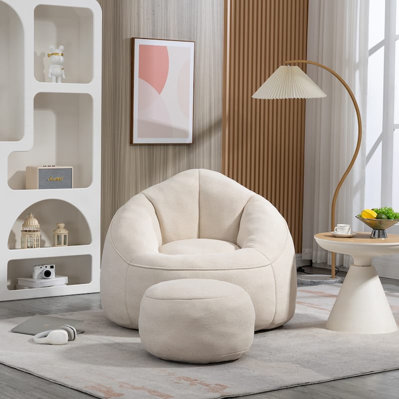 Roomfitters Bedding Bean Bag Sofa Chair - High Pressure Foam Bean Bag Chair for Adults with Padded Foam Padding and Footrest