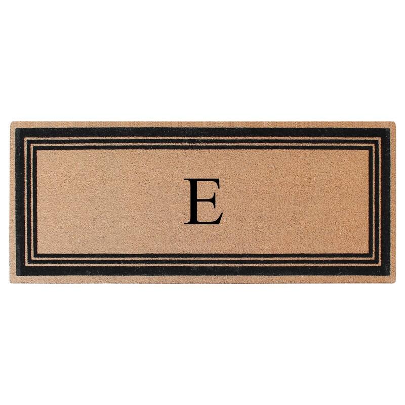 A1HC Natural Coir Monogrammed Flock Anti shed Treated Durable Doormat BlackBeige
