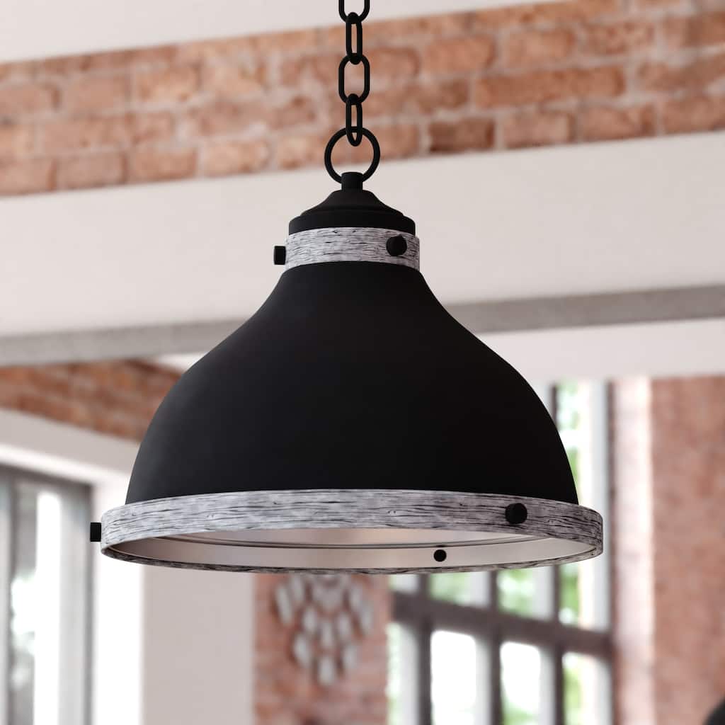 Sheffield 1L Dark Bronze and Gray Farmhouse Dome Pendant Light