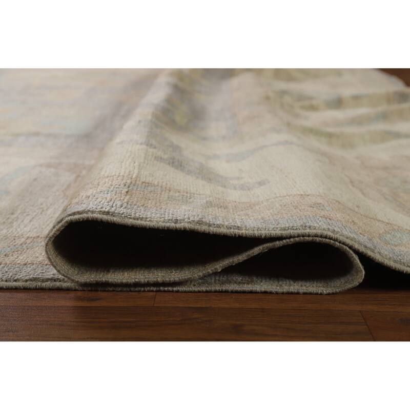 Hand Knotted Oriental 100% Wool Carpet Transitional All-Over Greys & Charcoal Oushak Area Rug - 12' 2'' X 9' 5''