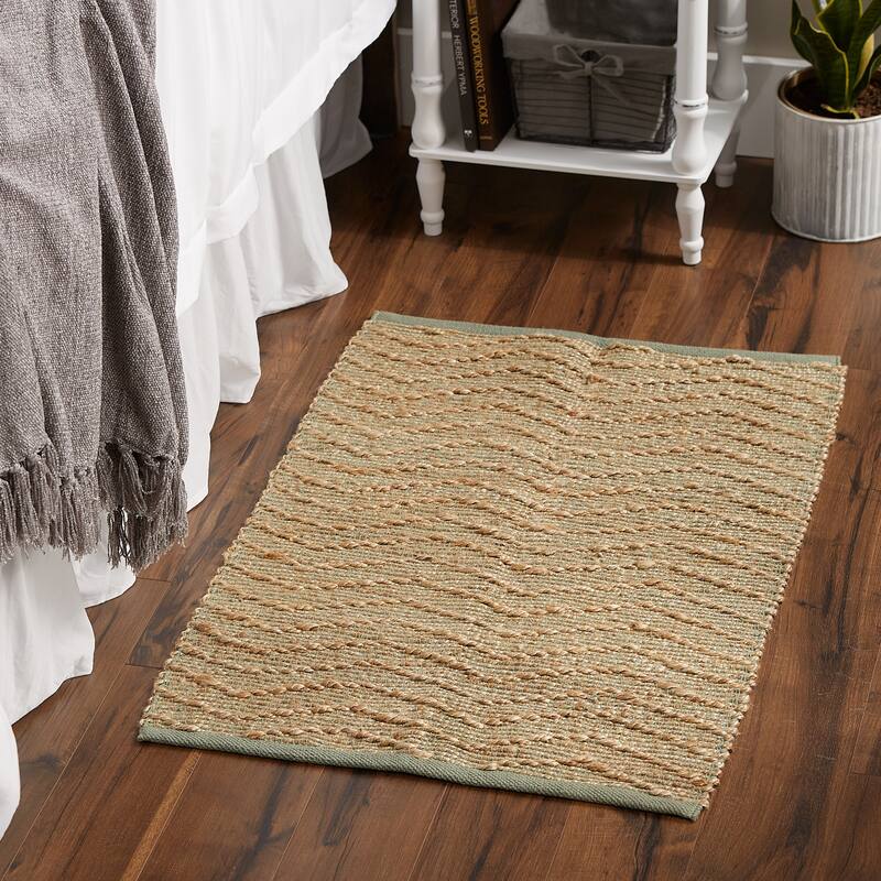 DII Black With Natural Jute Chevron Hand-Loomed Rug - 2' x 3' Oval