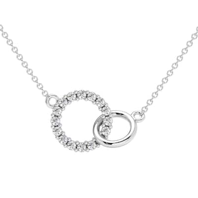 1/3Ct Mini Duet Circle Diamond Necklace Gold Pendant Lab Grown 18"