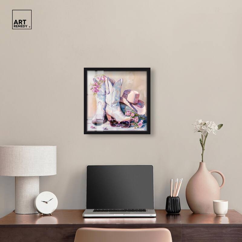 Spring Pink Cowboy Necessities Shadowbox by Art Remedy