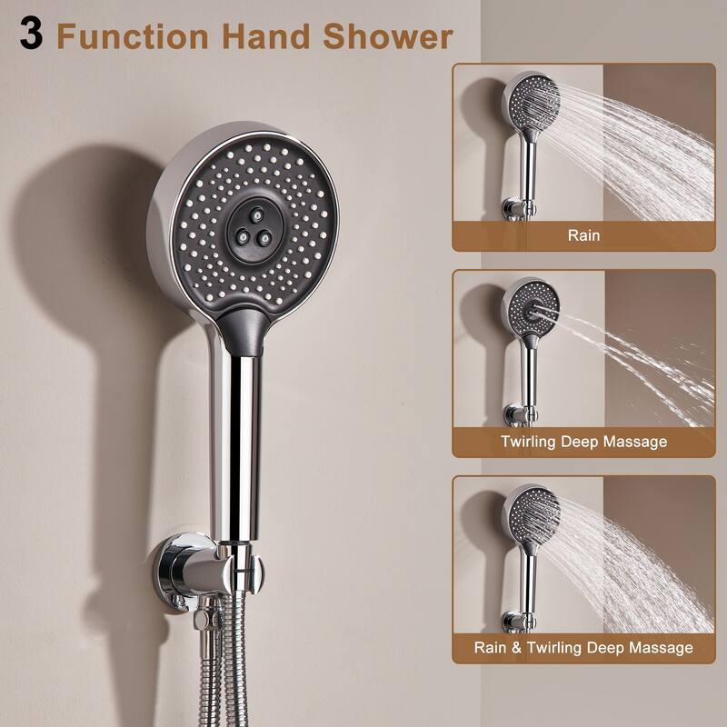 CASAINC 2-function Luxury Thermostatic Dual Shower Faucet Shower System with Waterfall Shower Head