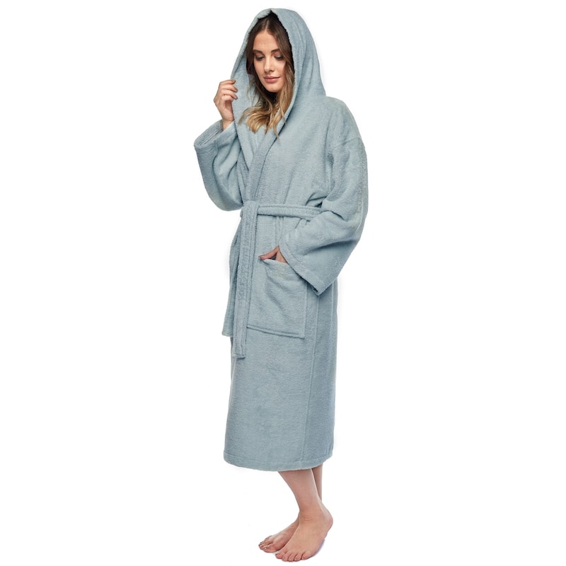 Women's Turkish Cotton Hooded Bathrobe