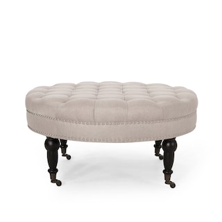 Cimarron Contemporary Round Ottoman with Rolling Casters by Christopher Knight Home