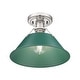 preview thumbnail 2 of 3, Golden Lighting Orwell 1-Light Flush Mount - Pewter - Pine Green Shade