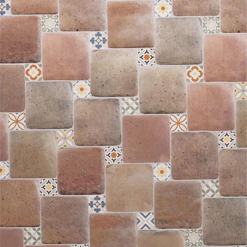 Merola Tile Benisa Marelle Cotto with Paladio Taco 5-7/8" x 8" Porcelain Floor and Wall Tile - Case (72 Tiles)