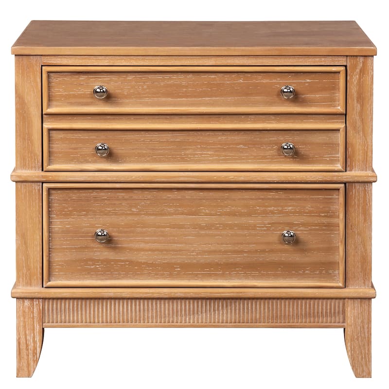 Wood Nightstand, Side Table, Wood Bedside Table with Drawers, End Table with Metal Handle for Bedroom, Living Room