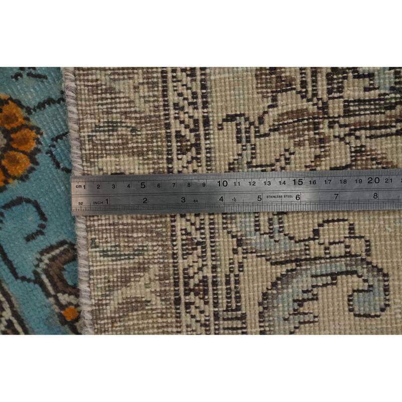Hand Knotted Oriental 100% Wool Carpet Traditional Floral Navy Blue & Blues Tabriz Area Rug - 11' 0'' X 8' 5''