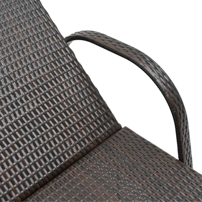 Outdoor Rattan Chaise Lounge,5 Level,Recliner,Wheels,Cushion,Headrest