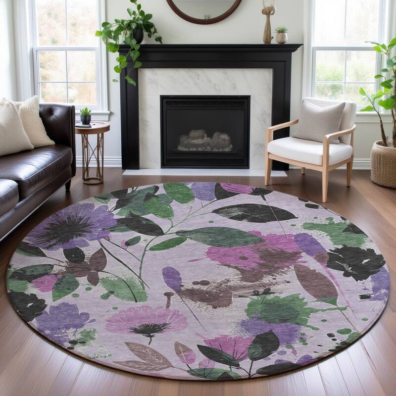 Premium Washable Super Soft Floral Mayfield Rug - Lavender - 8' x 8'