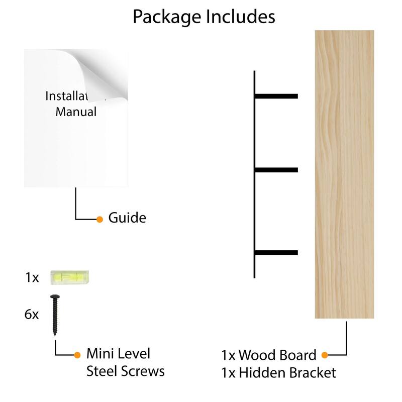 Wallniture Pino Wood Board 48" Long, 10'' Deep, 2.5" Thick, Hidden Bracket Shelf, Floating Shelf for Living Room, Farmhouse, 1pc