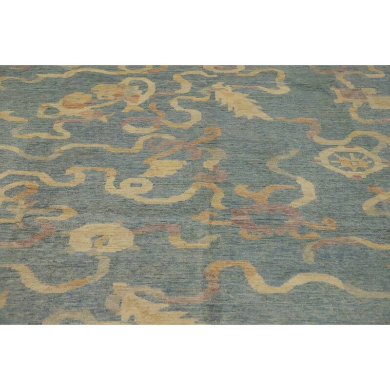 Hand Knotted Traditional Wool Blue Geometric Area Rug - 7' 10'' X 7' 11''