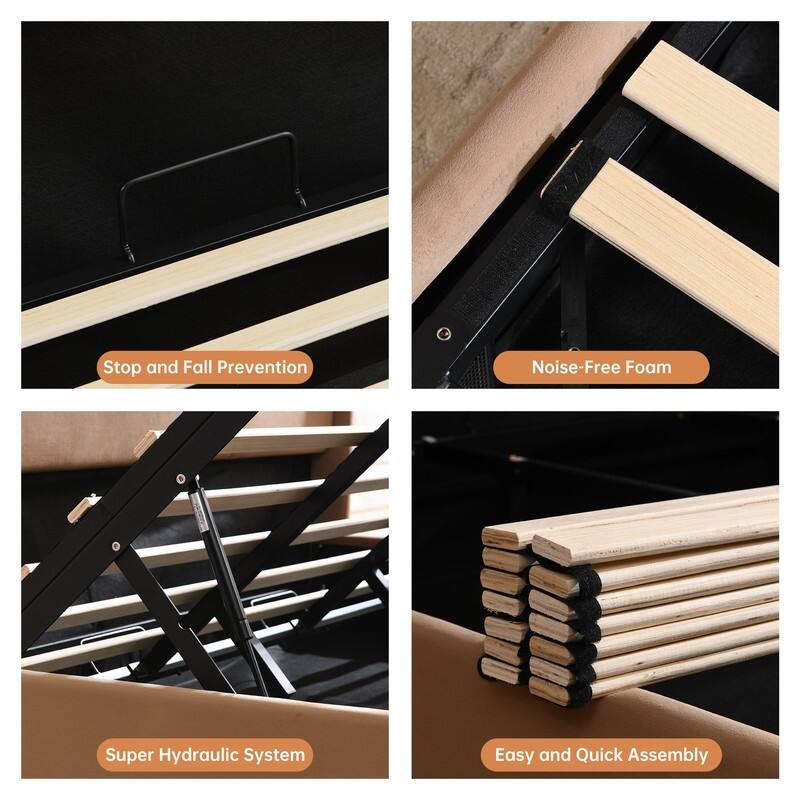 Modern Minimalist Upholstered Storage Bed with Lift-Up Platform