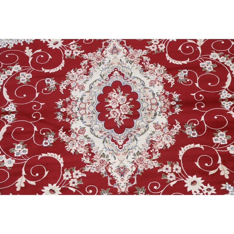Red Floral Medallion Transitional Turkish Rug Oriental Carpet