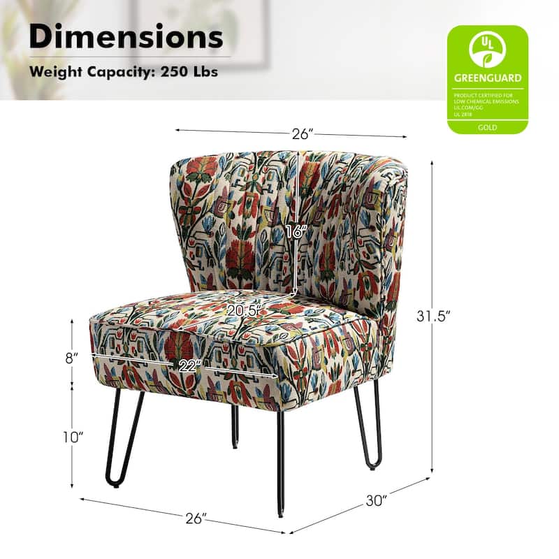 Estebana Contemporary Upholstered Side Chair with Floral Pattern by HULALA HOME
