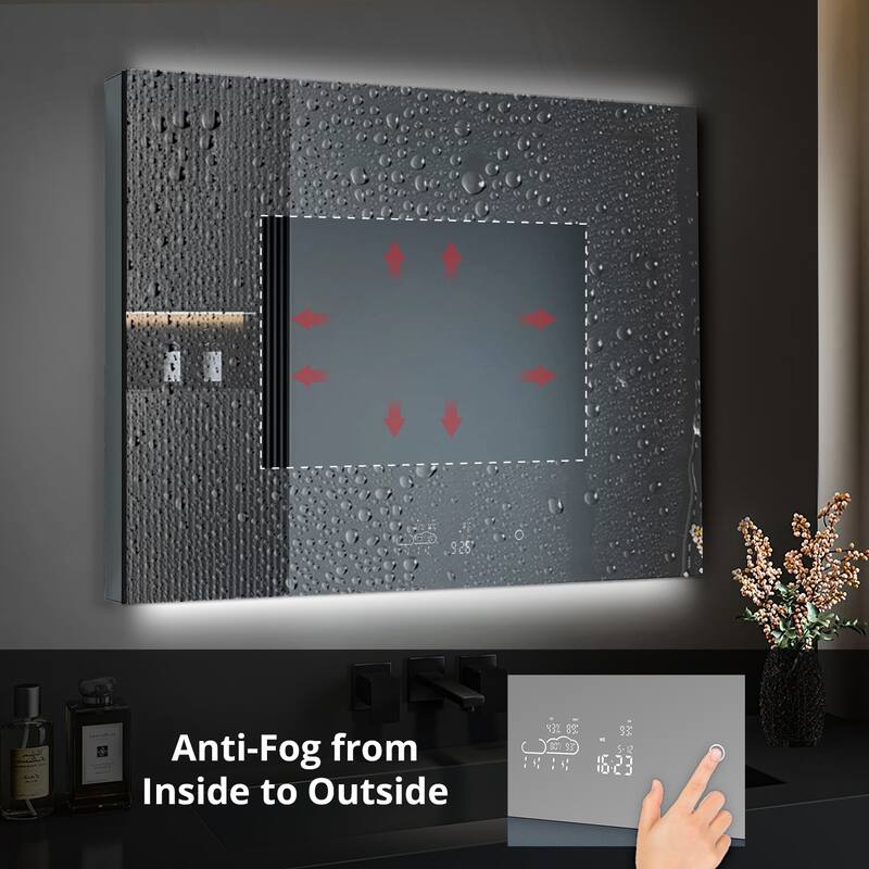 Savera 30 in. Surface-Mount LED Mirror Medicine Cabinet with Defogger