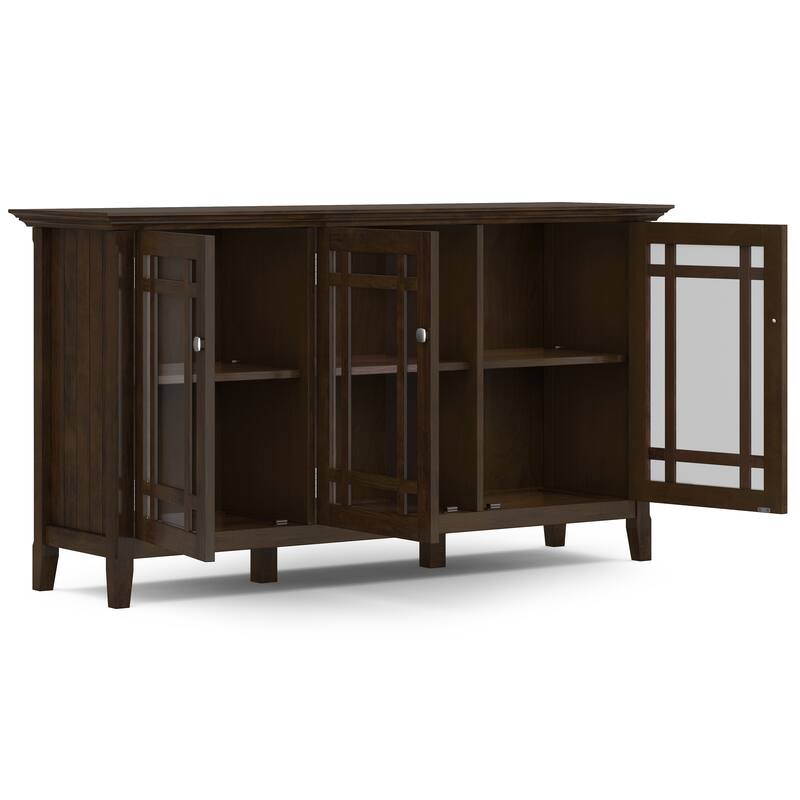 WYNDENHALL Freemont SOLID WOOD 62 inch Wide Transitional Wide Storage Cabinet in Dark Tobacco Brown - 18" D x 62" W x 34" H