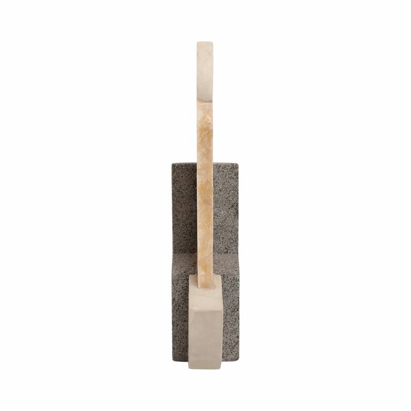 Marble and Stone Abstract Sculpture - Home Decor, Handcrafted Accent, 13", Multi-Color - 7" x 3" x 13"