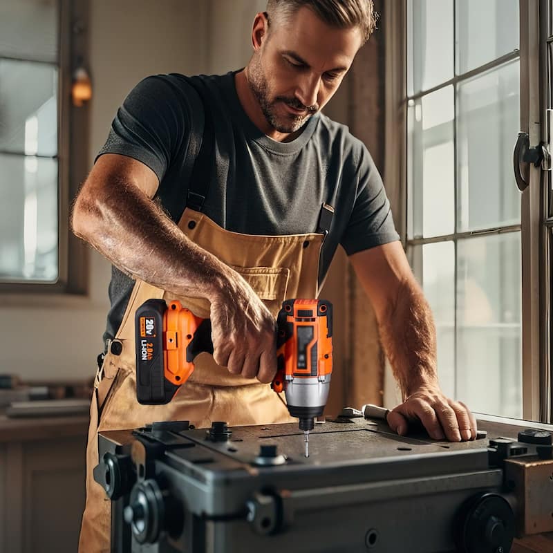 Black and Orange 20V Brushless Drill and Impact Driver Set with 2Ah Batteries and Dual Speed 2 Tool Set - 6.7 x 3 x 9.4 in