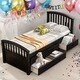 preview thumbnail 20 of 45, Twin Size Platform Storage Bed Solid Wood Bed with 6 Drawers,Paint Surface,Environmentally Friendly Materials，Brown Black