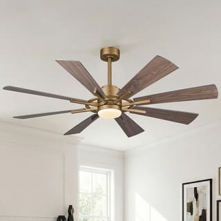 60" Antique Brass Farmhouse Windmill Ceiling Fan with Light and Remote