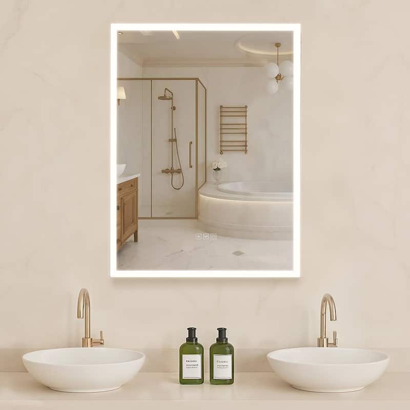 24" Wall Mounted Lighted Bathroom Mirror Medicine Cabinet with Anti-Fog and Magnifier - 24” x 4.9” x 31.9”