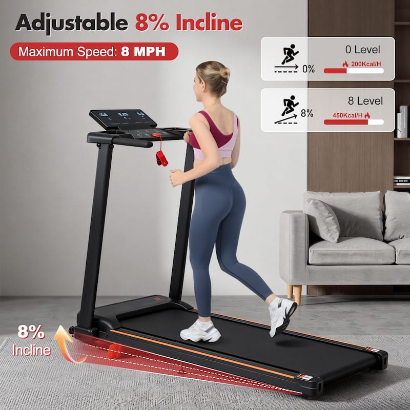 Portable Treadmills for Home with Handle, with 265 Lbs Capacity, 3.0HP Treadmill with 4 Adjustable Support Feet