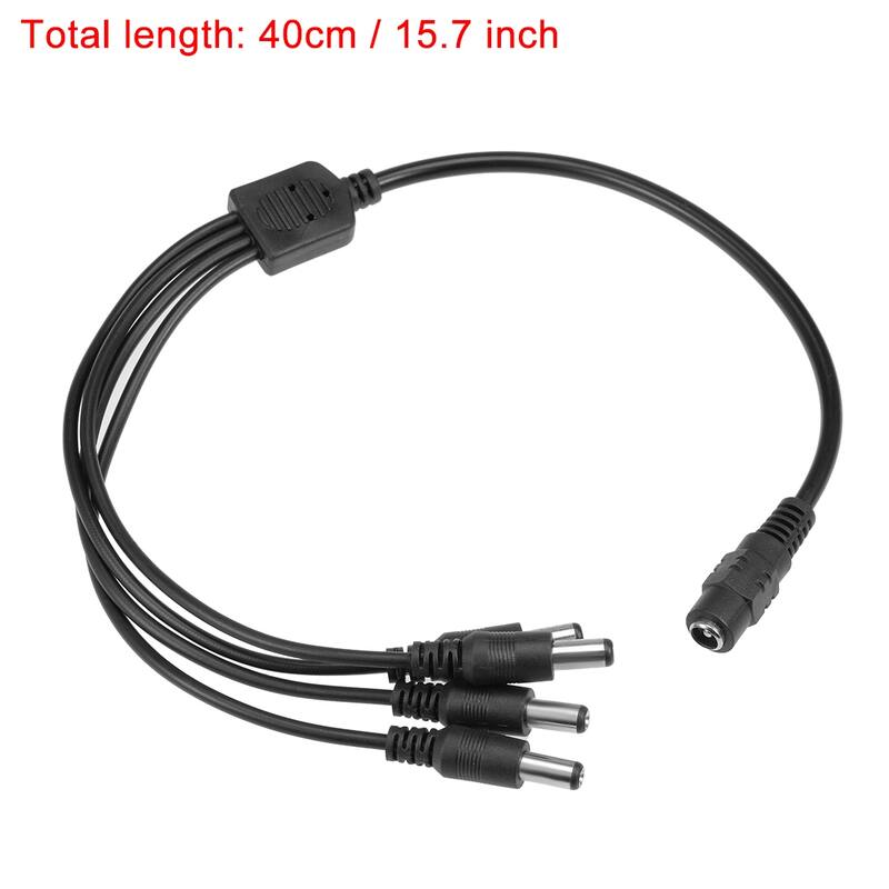 2pcs Splitter Cable 1 Female to 4 Male Connectors 40cm 5.5x2.1mm - 1 female to 4 male 2pcs - Black - 1 Female to 4 Male 2pcs