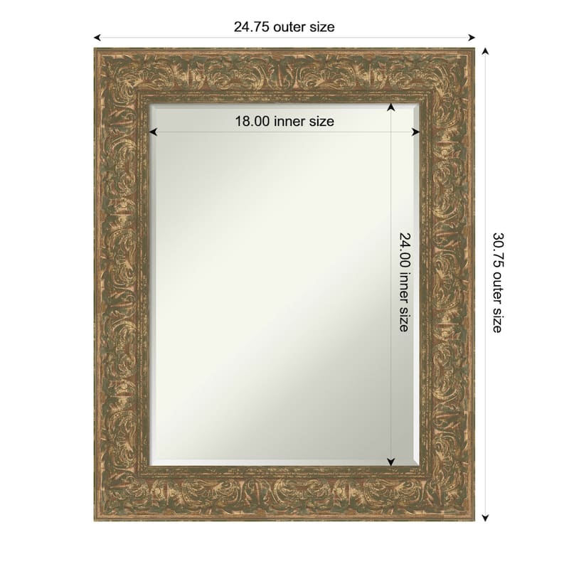 Luxe Half-Inch-Bevel Framed Bathroom Vanity Wall Mirror - 25 x 31 in - Luxe Bronze Gold