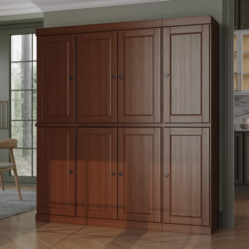 100% Solid Wood Kitchen China Pantry Buffet with Glass or Solid Wood Doors and 2-Drawer Kit by Palace Imports - 65" x 71.5"