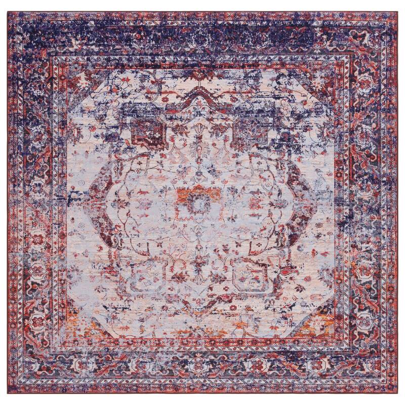 SAFAVIEH Tucson Marilia Transitional Machine Washable Rug - 6' Square - Beige/Red