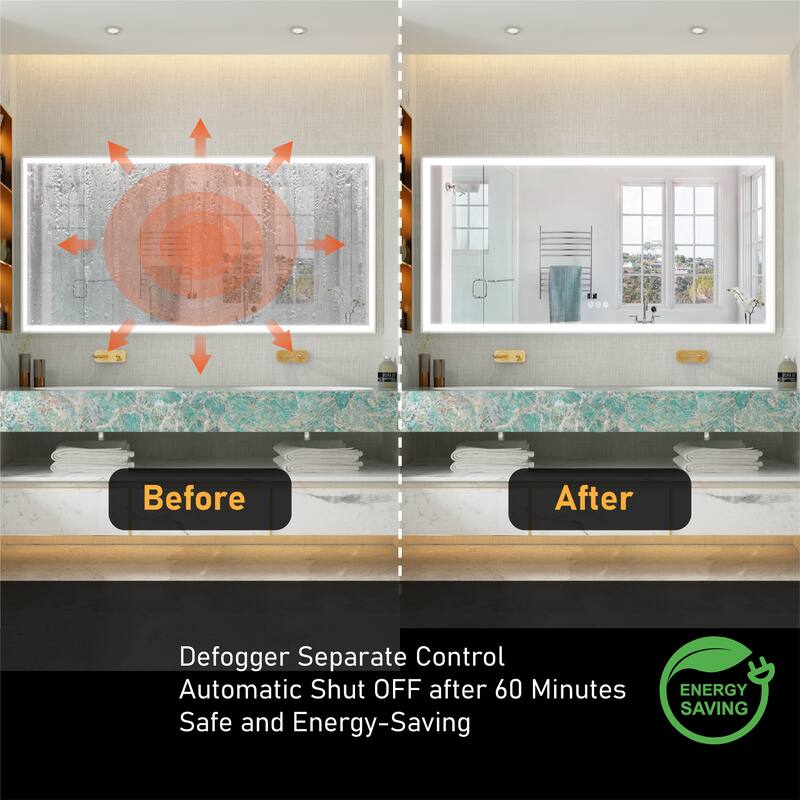 Wall Mounted Bathroom Heavy Duty Framed LED Mirror With bright light And And Memory Function
