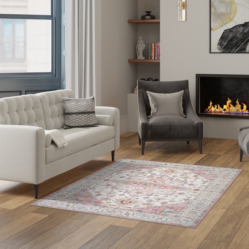 Licensed HGTV Everyday Chic Soft Flannel Zero Pile Printed Non-Slip Washable Indoor Area Rug