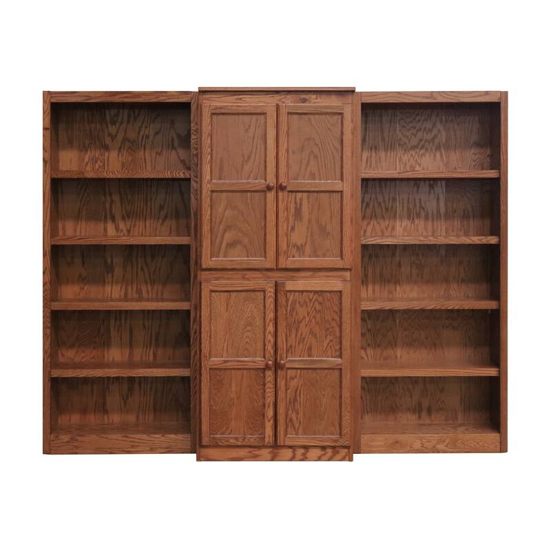 Concepts in Wood 15 Shelf Bookcase Wall with Doors, 72 inch Tall