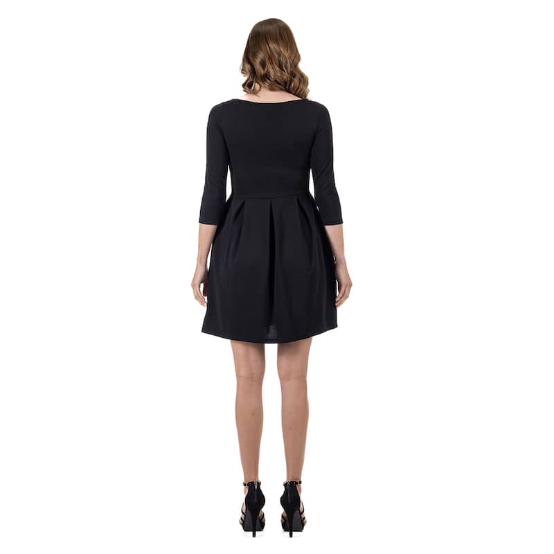 24seven Comfort Apparel Perfect Fit and Flare Pocket Dress