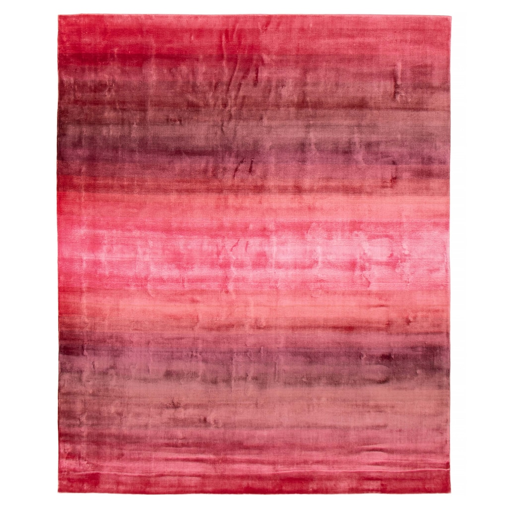 ECARPETGALLERY Hand Loomed Shimmer Red Viscose Rug - 7'11 x 9'9