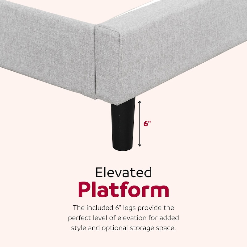 Full Size Upholstered Platform Bed with Tufted Headboard, Gray Fabric Frame