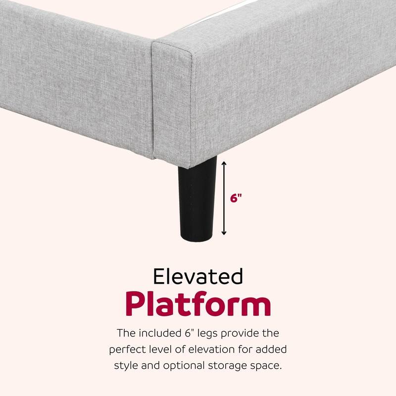 Gray Upholstered Full Size Platform Bed with Tufted Headboard