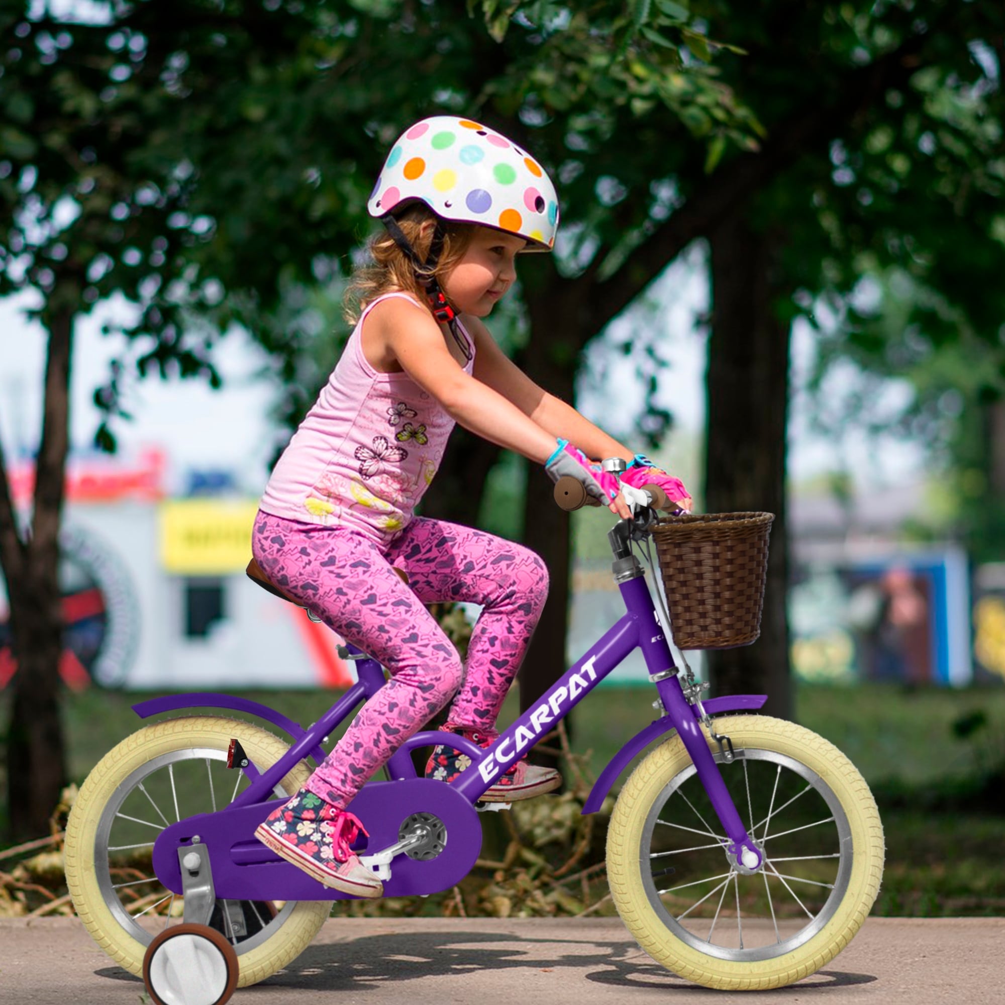 Purple bike with training wheels outlet
