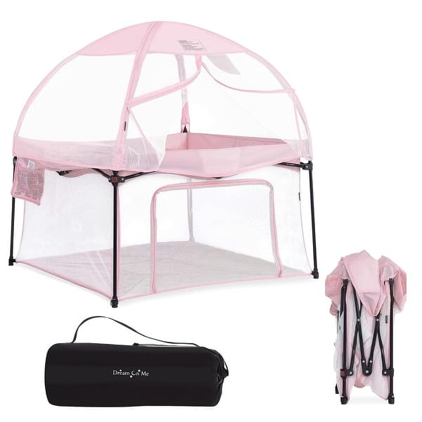 slide 2 of 24, Dream On Me Ziggy Square Playard with Canopy Pink