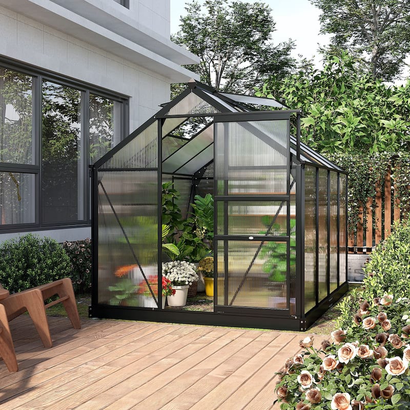 Outsunny Polycarbonate Walk-in Garden Greenhouse - Clear - Hobby